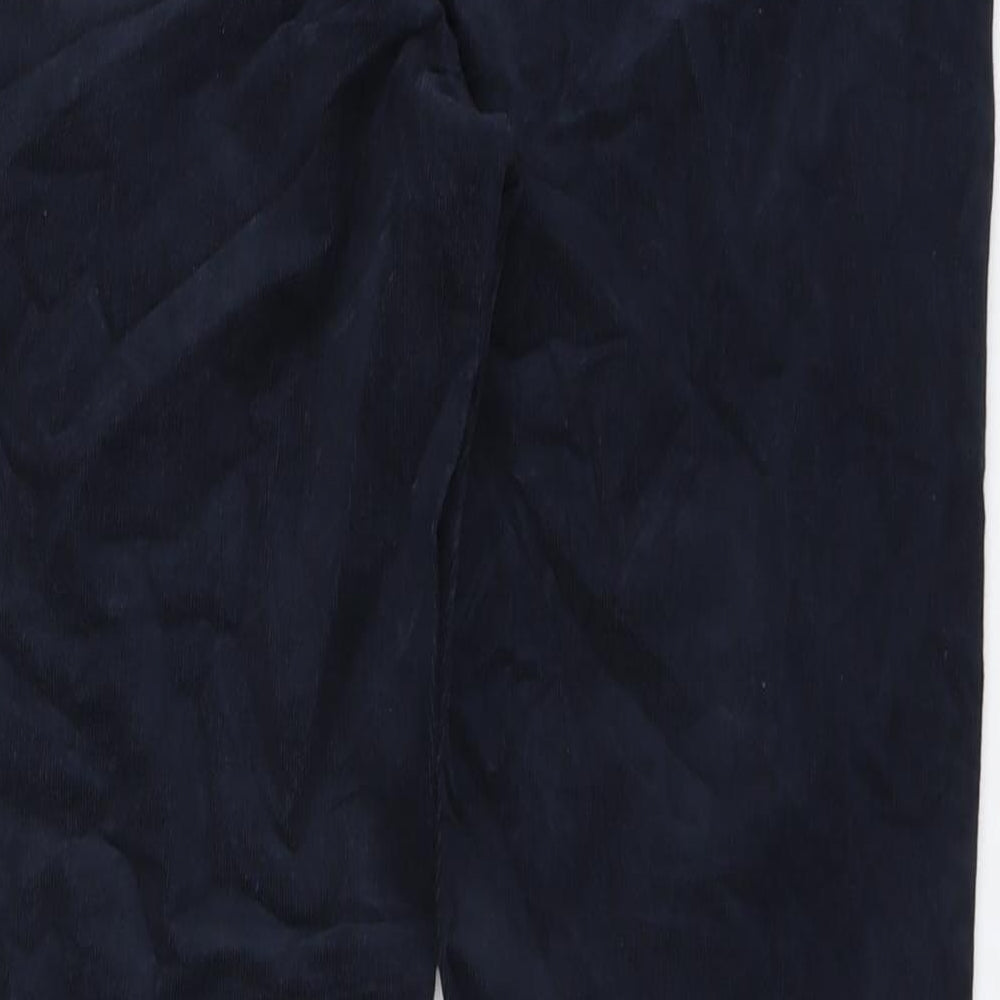 Marks and Spencer Womens Blue Cotton Trousers Size 14 L30 in Regular Button