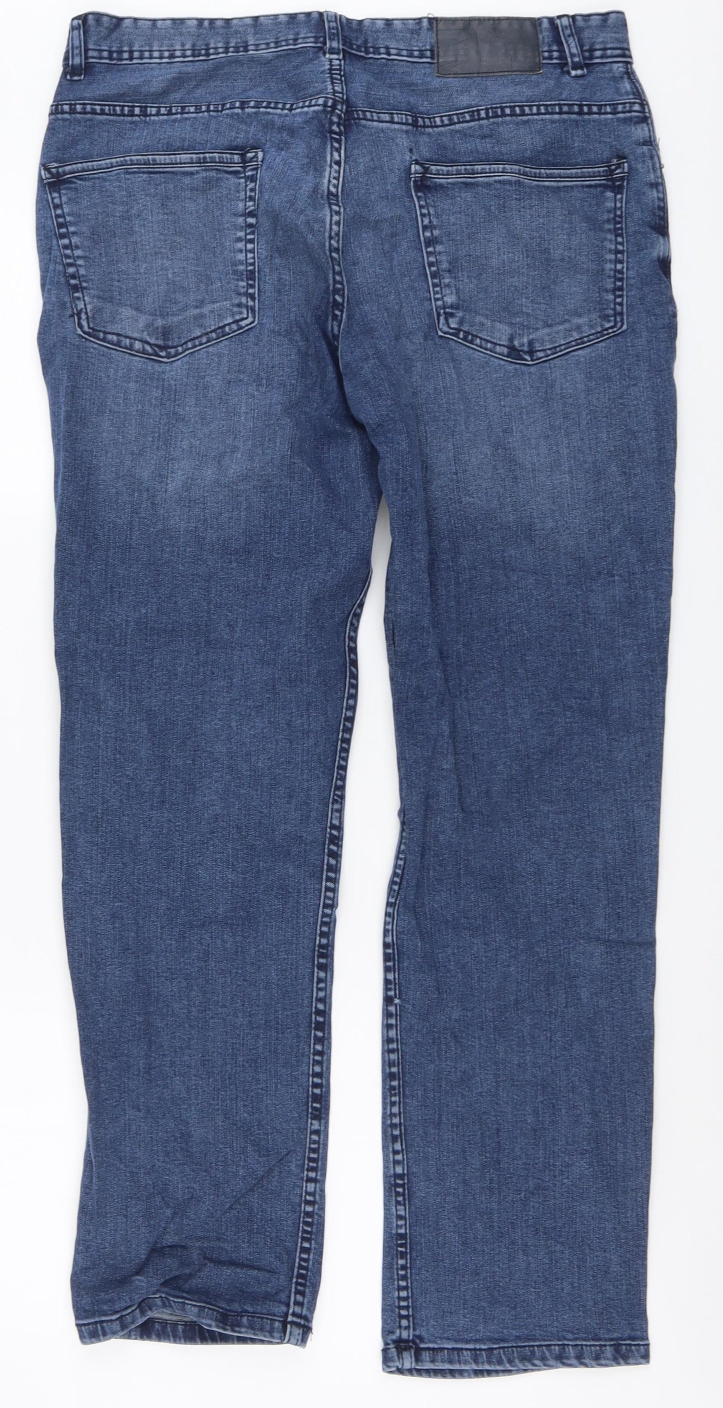 Denim & Co. Mens Blue Cotton Straight Jeans Size 34 in L30 in Regular Button