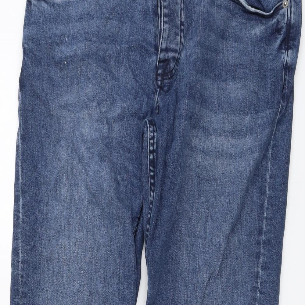 Denim & Co. Mens Blue Cotton Straight Jeans Size 34 in L30 in Regular Button