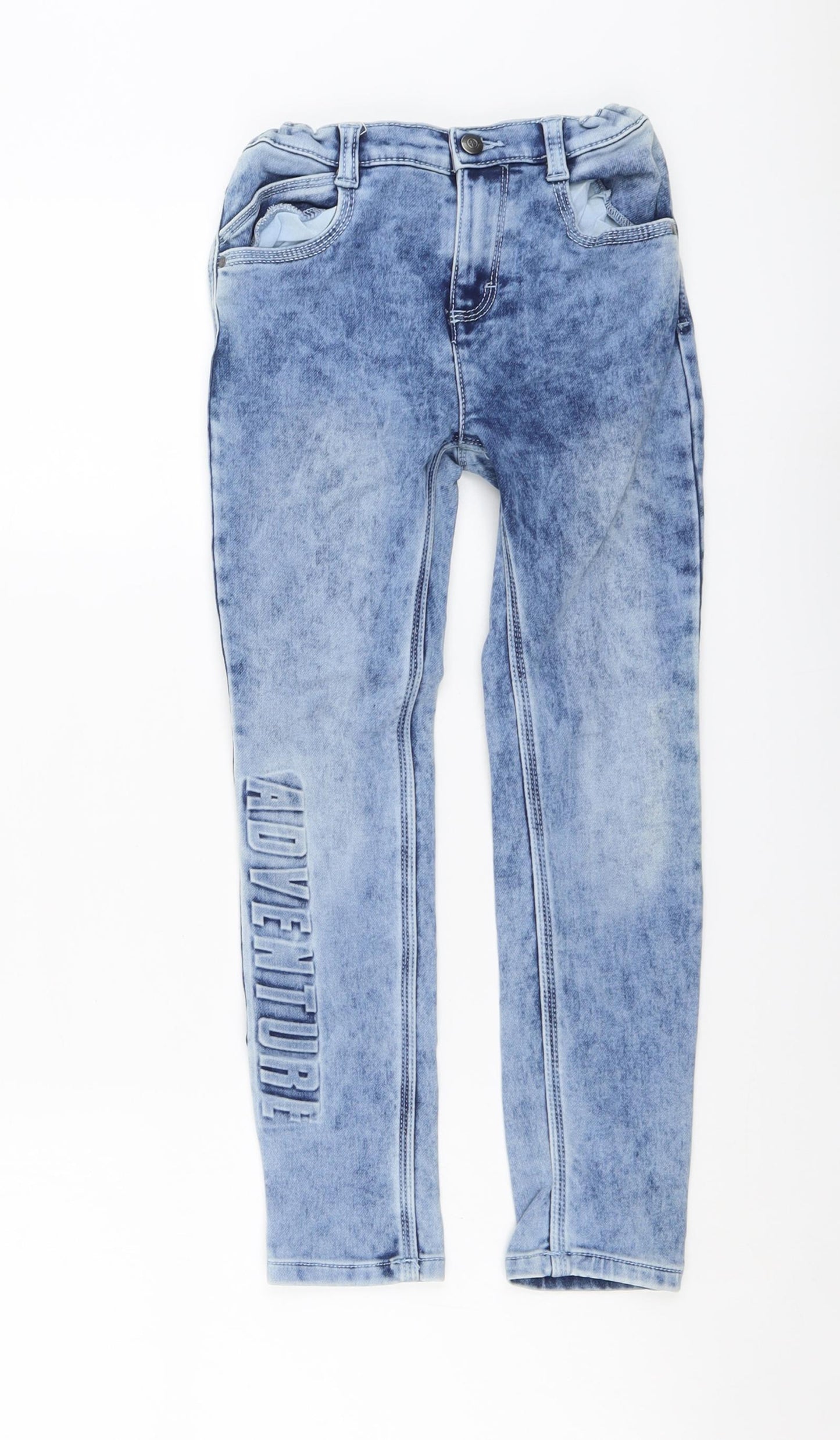 Hop Boys Blue Cotton Skinny Jeans Size 7-8 Years Regular Button