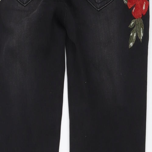 find. Womens Black Cotton Skinny Jeans Size 30 in L32 in Regular Button - Floral Detail
