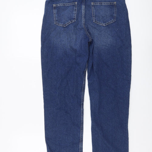 Marks and Spencer Girls Blue Cotton Straight Jeans Size 13-14 Years Regular Button