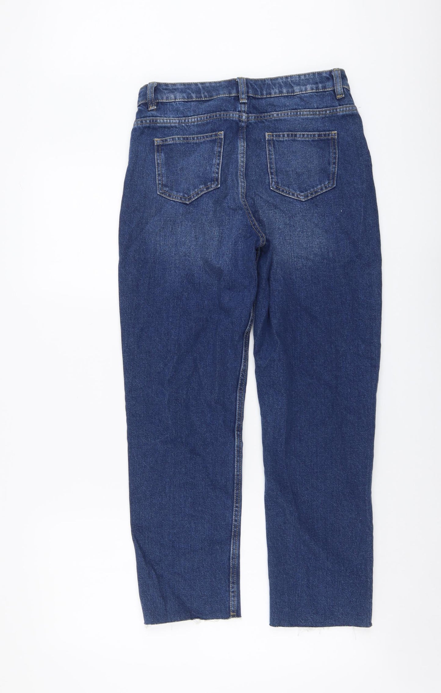 Marks and Spencer Girls Blue Cotton Straight Jeans Size 13-14 Years Regular Button