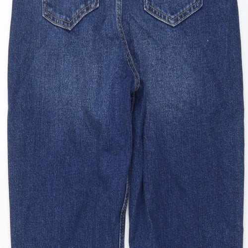 Marks and Spencer Girls Blue Cotton Straight Jeans Size 13-14 Years Regular Button