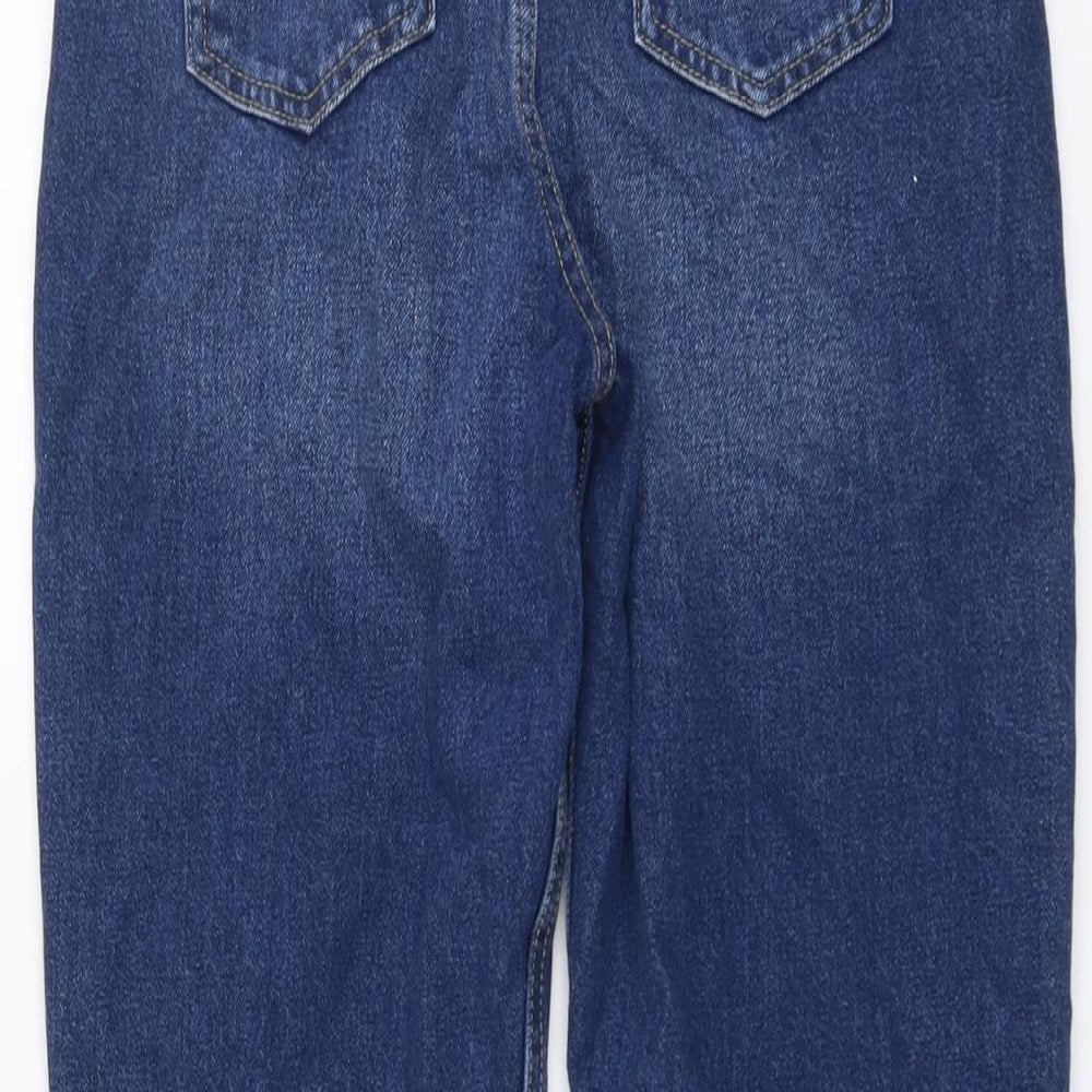 Marks and Spencer Girls Blue Cotton Straight Jeans Size 13-14 Years Regular Button