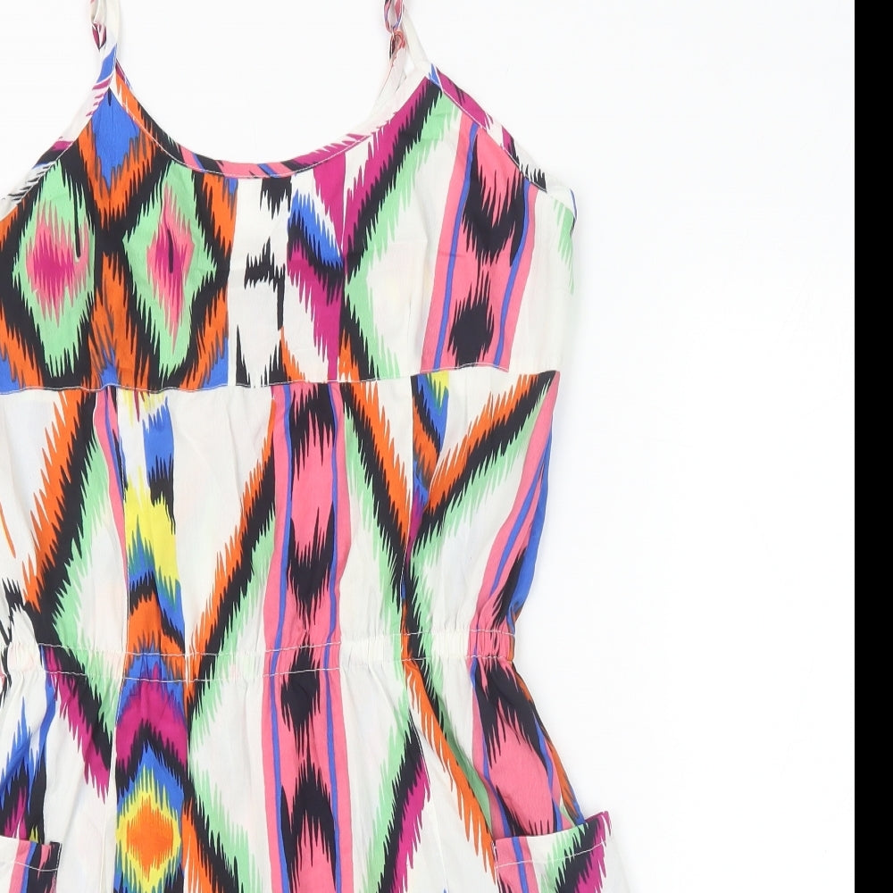 ASOS Womens Multicoloured Geometric Polyester A-Line Size 10 Scoop Neck Pullover