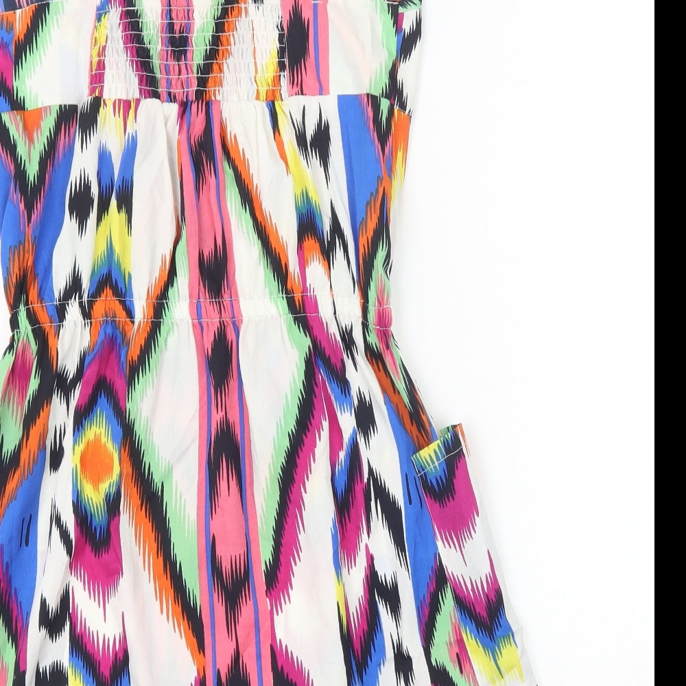ASOS Womens Multicoloured Geometric Polyester A-Line Size 10 Scoop Neck Pullover