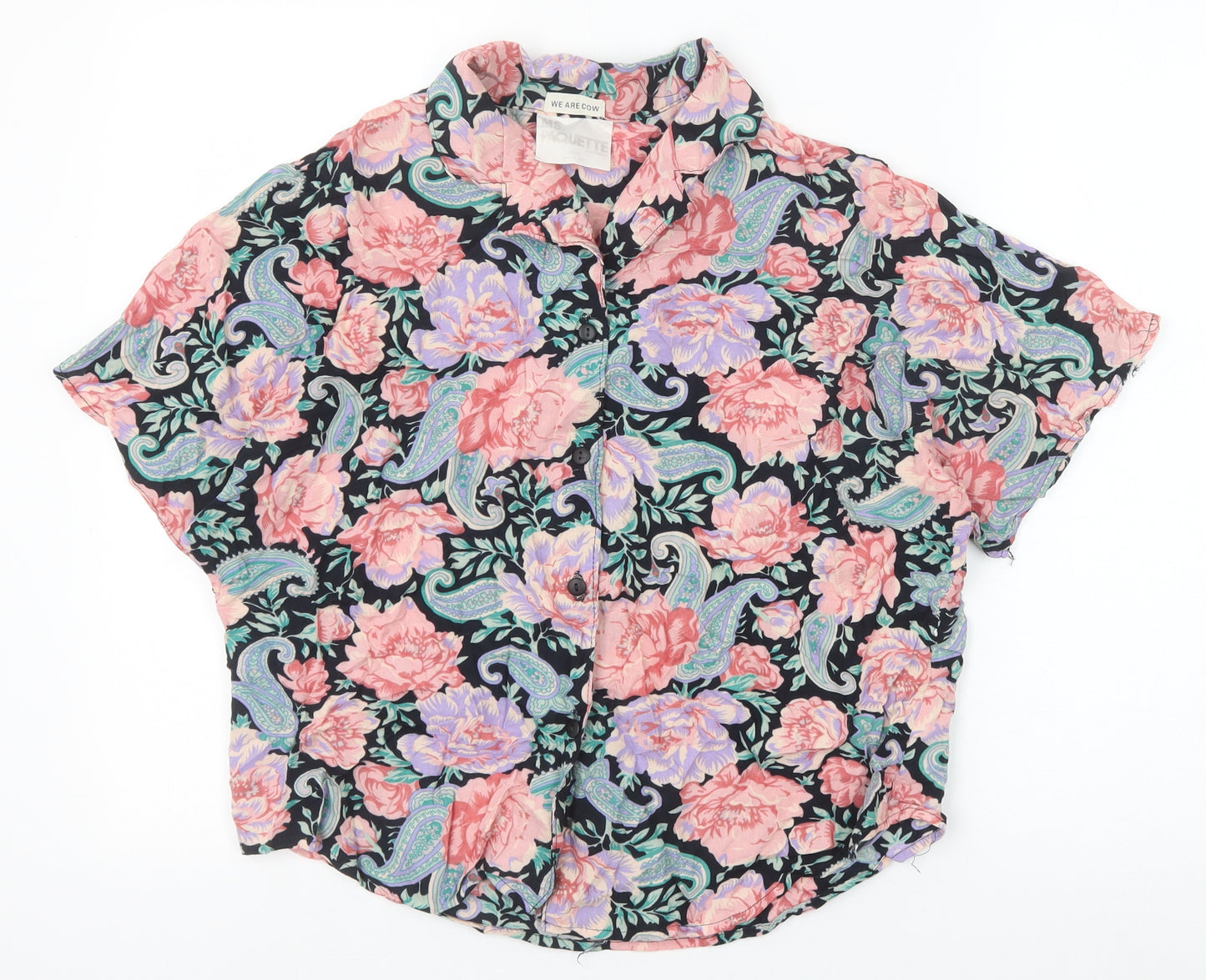 Ms Paquette Womens Multicoloured Floral Viscose Basic Button-Up Size L Collared