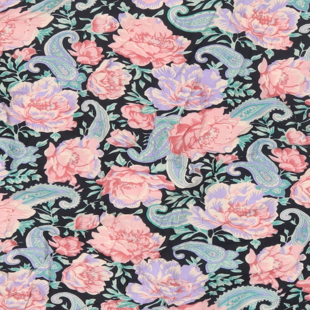 Ms Paquette Womens Multicoloured Floral Viscose Basic Button-Up Size L Collared