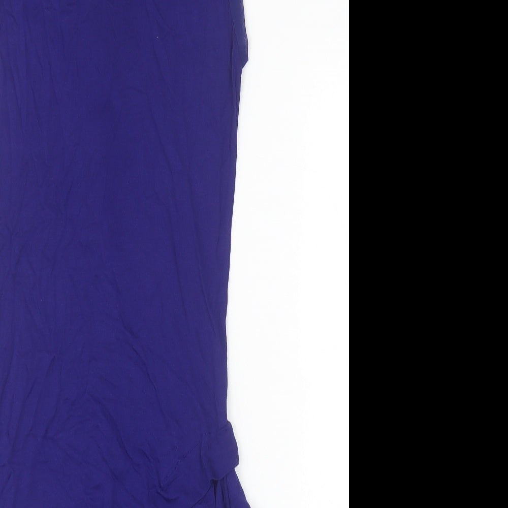 Oasis Womens Blue Viscose A-Line Size S Scoop Neck Zip