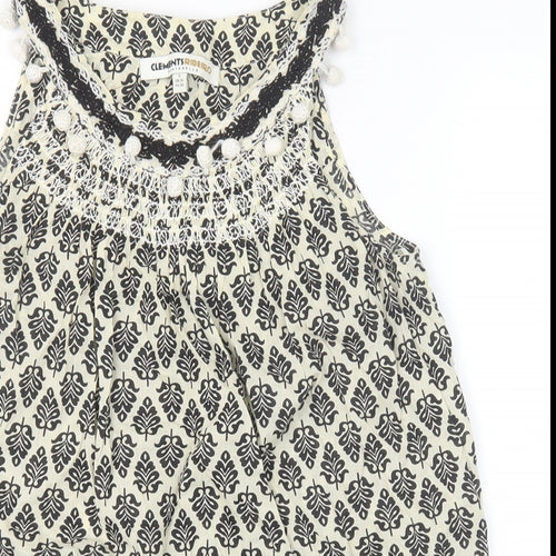 Clements Ribeiro Womens Black Geometric 100% Cotton Basic Tank Size 10 Scoop Neck