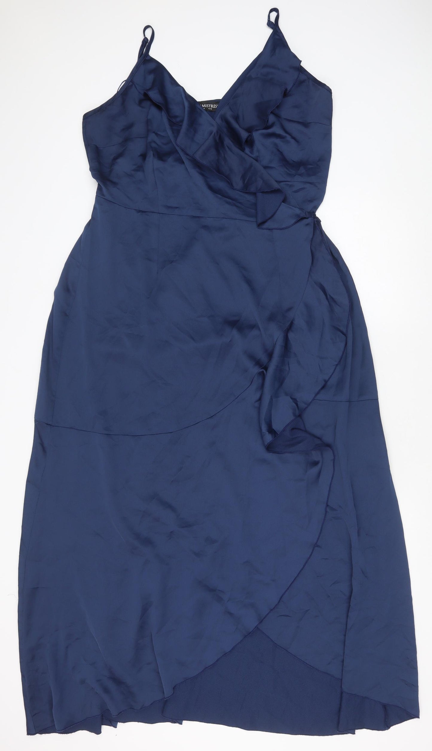 Little Mistress Womens Blue Polyester Slip Dress Size 20 V-Neck Tie