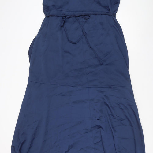 Little Mistress Womens Blue Polyester Slip Dress Size 20 V-Neck Tie