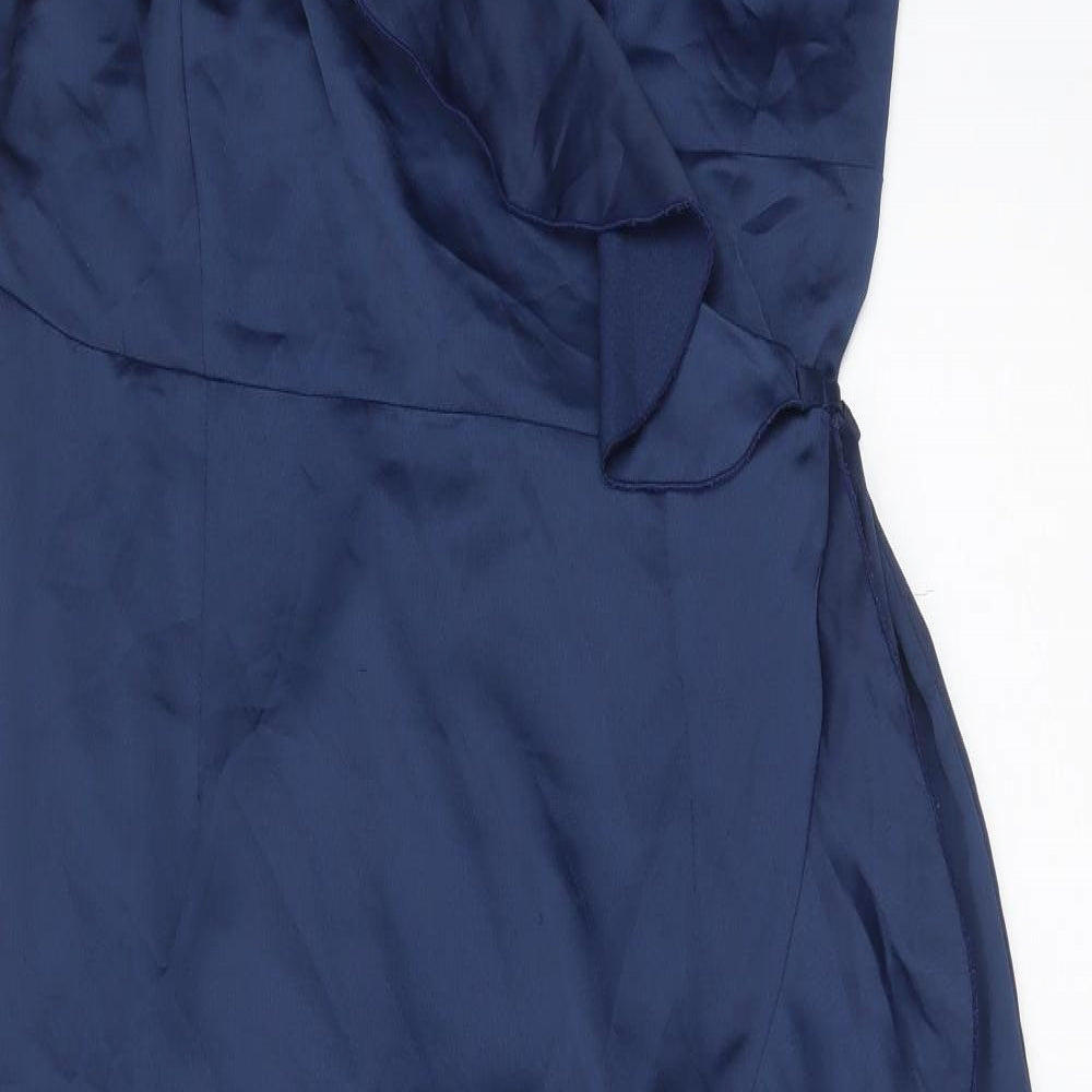 Little Mistress Womens Blue Polyester Slip Dress Size 20 V-Neck Tie