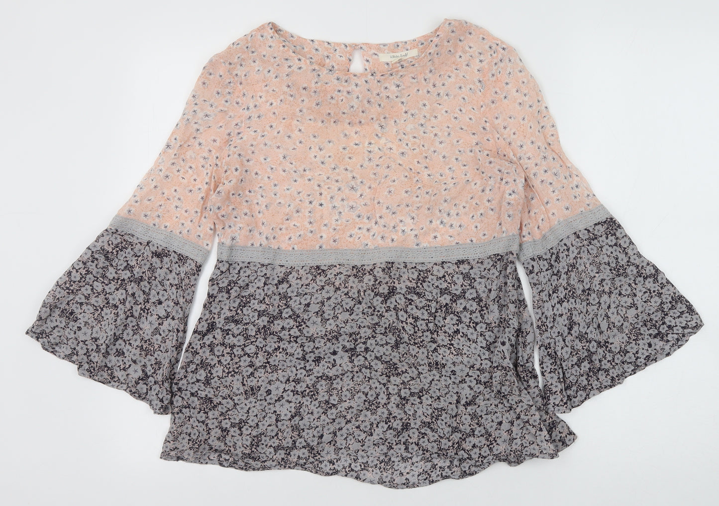 White Stuff Womens Pink Geometric Polyester Basic Blouse Size 8 Round Neck