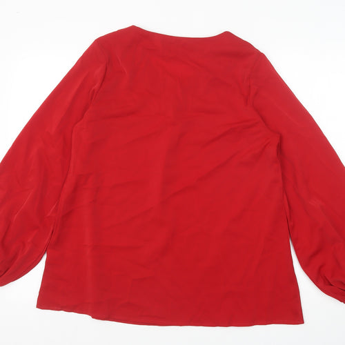 SheIn Womens Red Polyester Basic Blouse Size S V-Neck