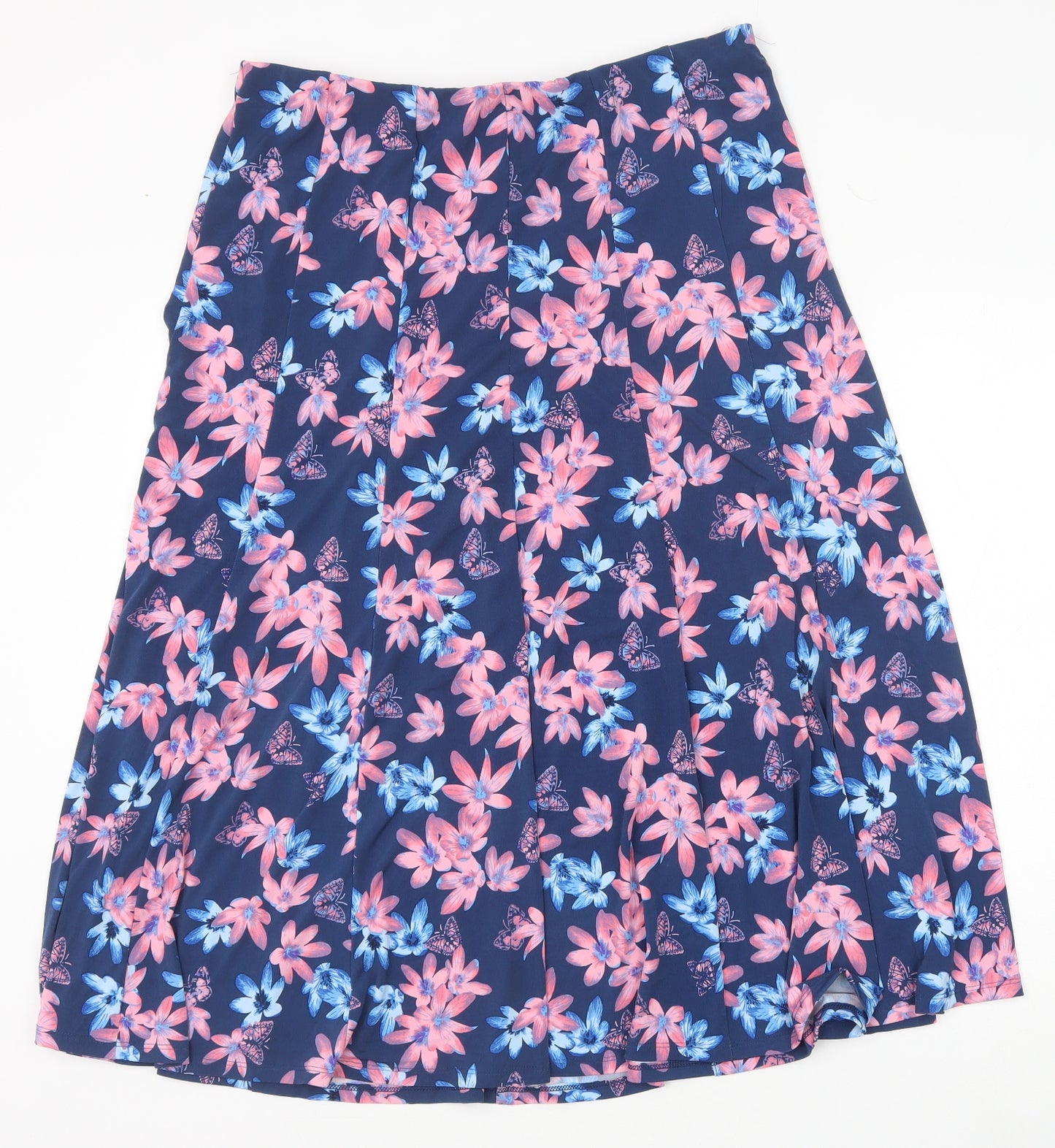 Julipa Womens Blue Floral Polyester A-Line Skirt Size 16