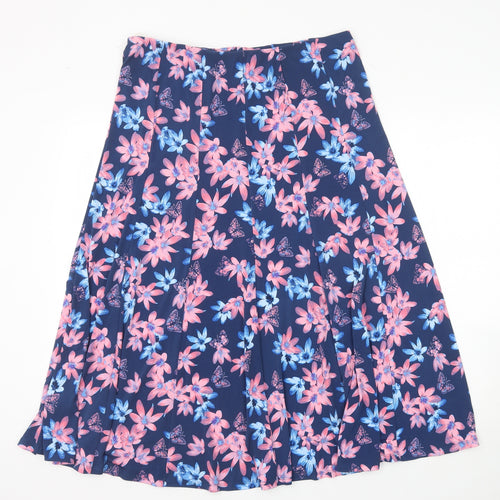 Julipa Womens Blue Floral Polyester A-Line Skirt Size 16