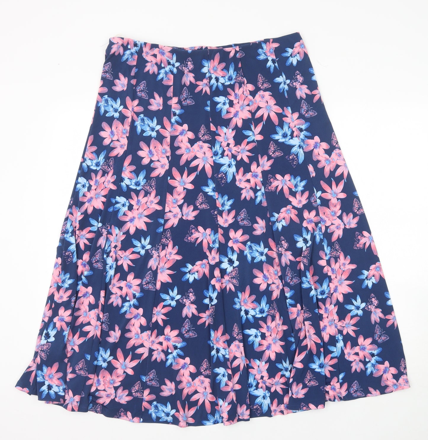 Julipa Womens Blue Floral Polyester A-Line Skirt Size 16