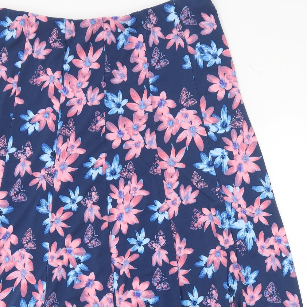 Julipa Womens Blue Floral Polyester A-Line Skirt Size 16