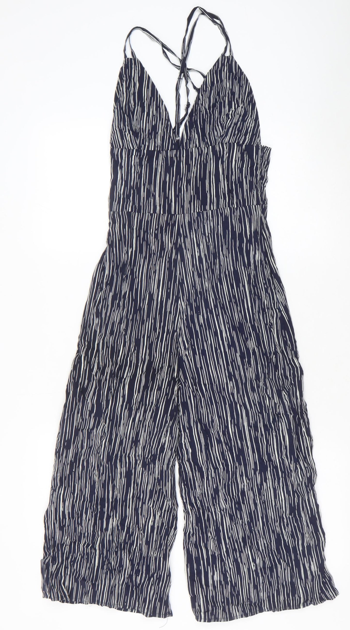 Club L Womens Blue Geometric Viscose Jumpsuit One-Piece Size 6 Zip