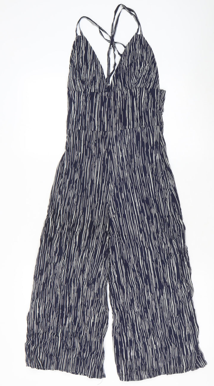 Club L Womens Blue Geometric Viscose Jumpsuit One-Piece Size 6 Zip
