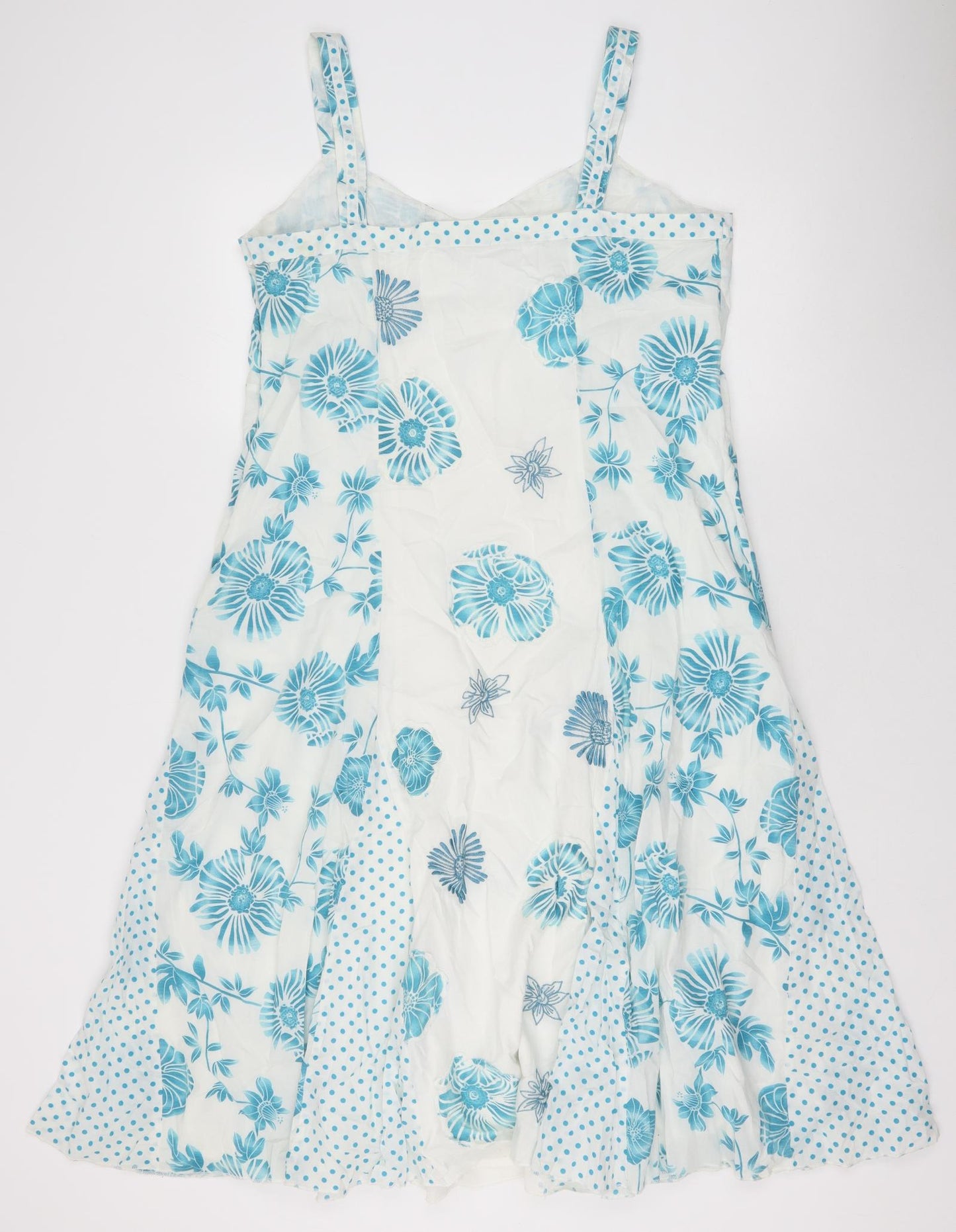 Marks and Spencer Womens White Floral 100% Cotton A-Line Size 18 V-Neck Zip