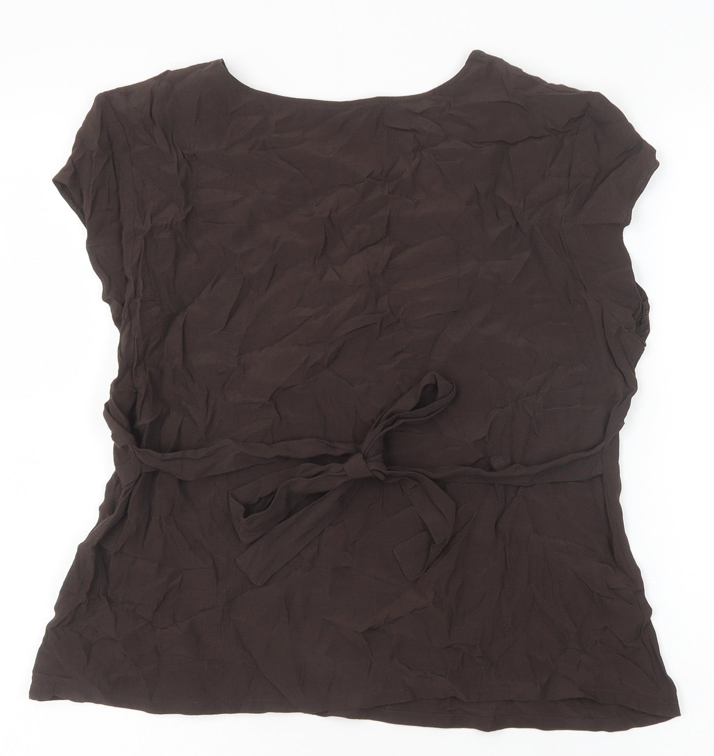 Marks and Spencer Womens Brown Viscose Basic Blouse Size 18 V-Neck