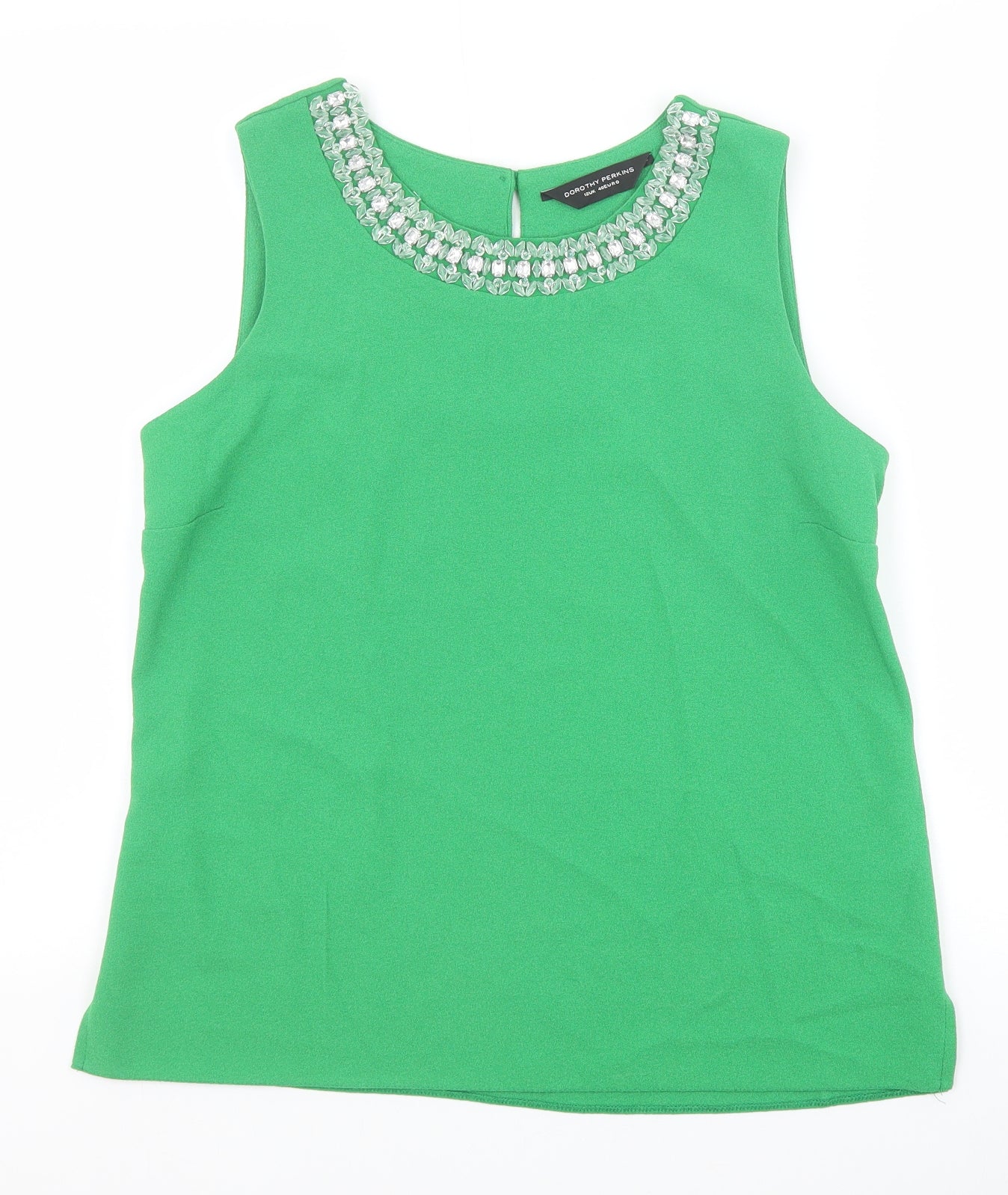 Dorothy Perkins Womens Green Polyester Basic Tank Size 12 Round Neck