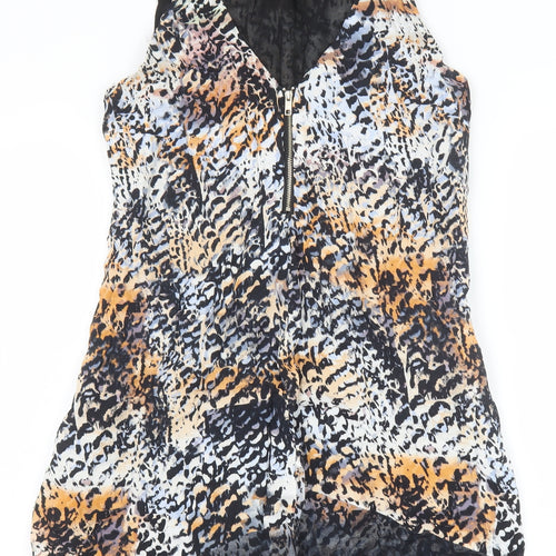 Mint Velvet Womens Multicoloured Geometric Viscose A-Line Size 8 V-Neck Zip