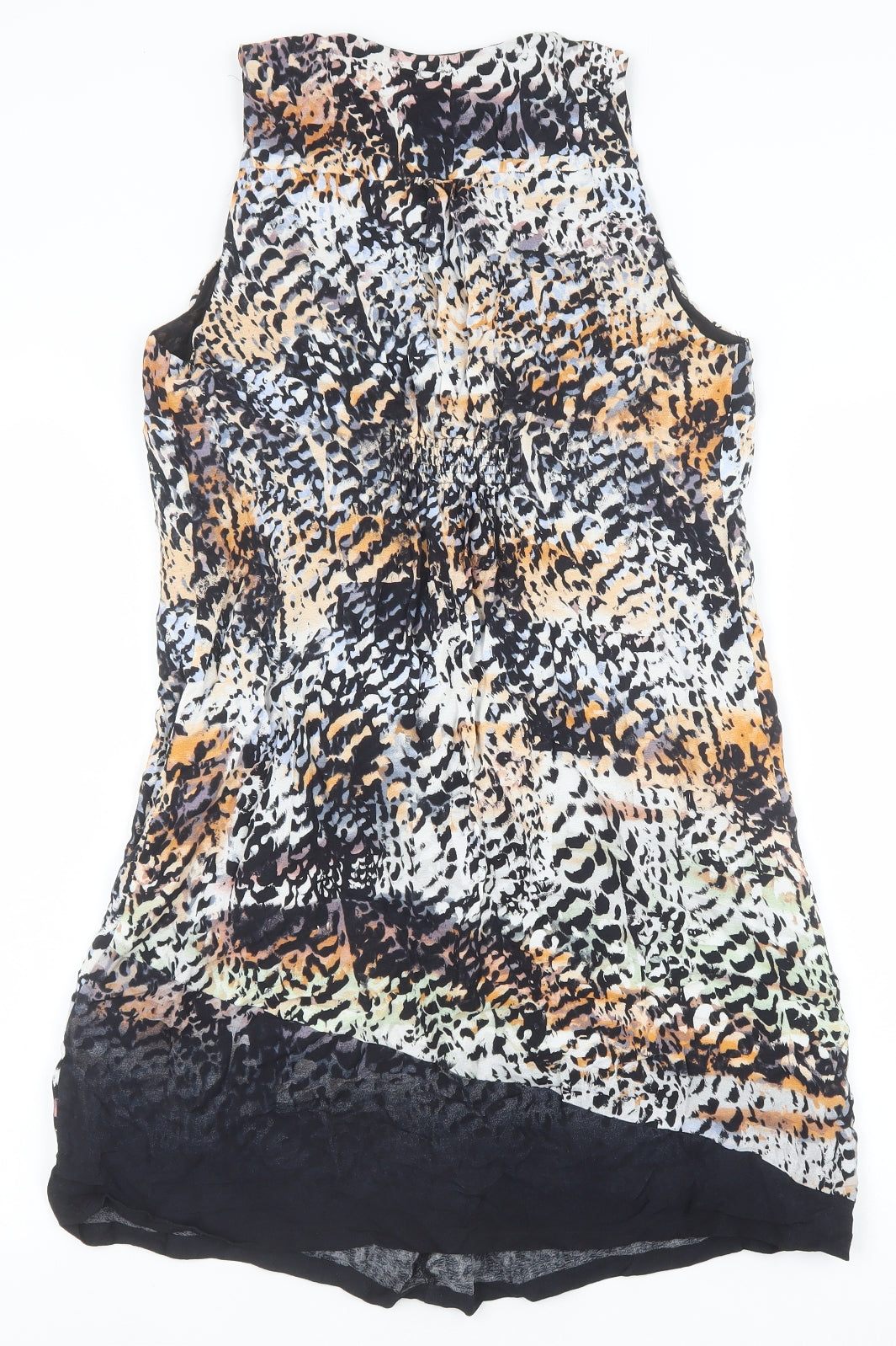 Mint Velvet Womens Multicoloured Geometric Viscose A-Line Size 8 V-Neck Zip