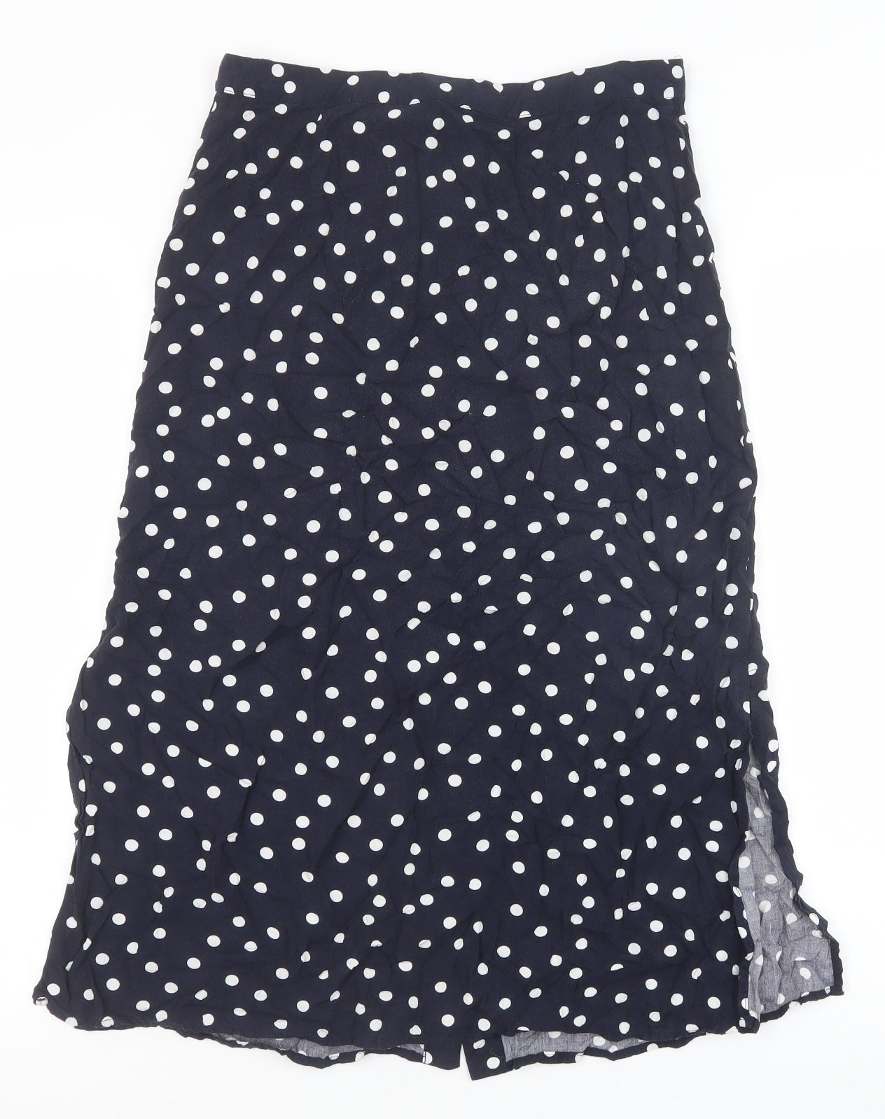 Warehouse Womens Blue Polka Dot Viscose A-Line Skirt Size 10 Button