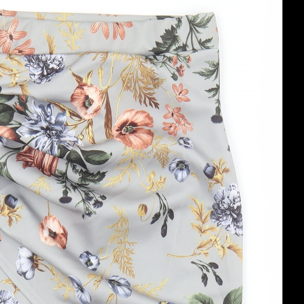 Boohoo Womens Grey Floral Polyester Mini Skirt Size 10
