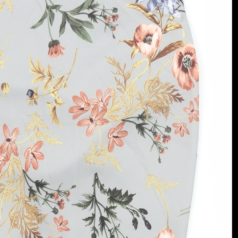 Boohoo Womens Grey Floral Polyester Mini Skirt Size 10