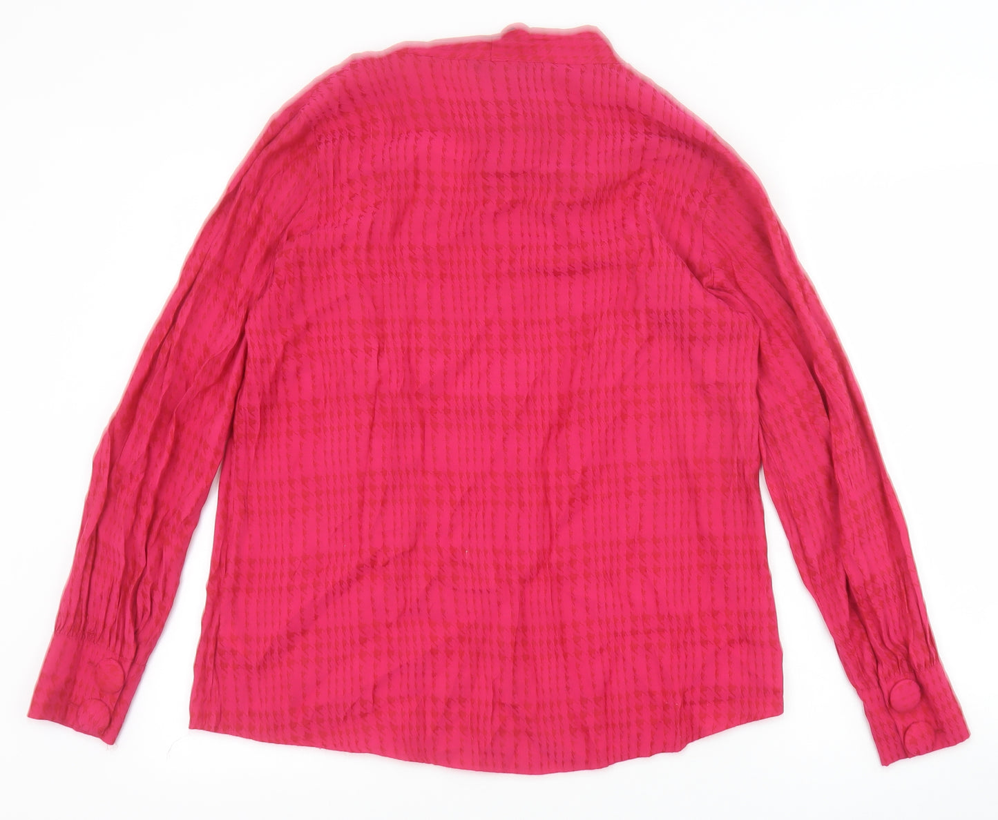 F&F Womens Pink Geometric Viscose Basic Blouse Size 16 Round Neck - Houndstooth