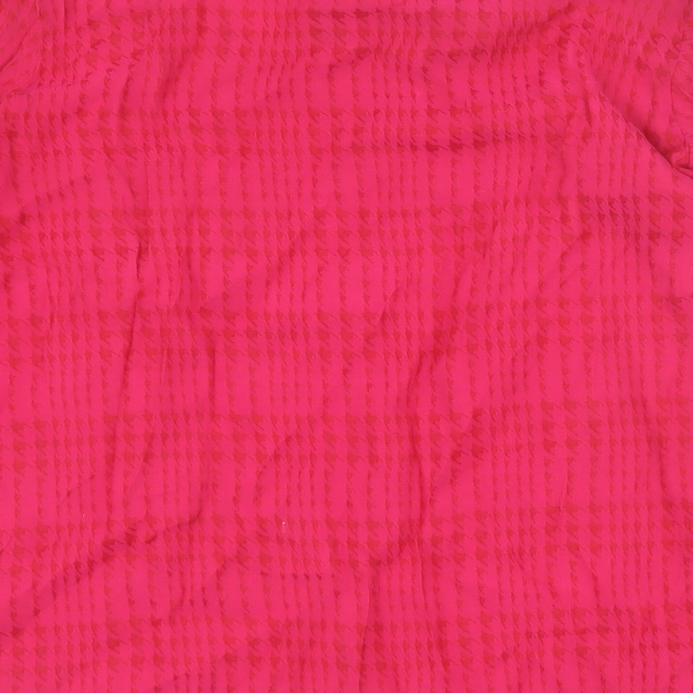 F&F Womens Pink Geometric Viscose Basic Blouse Size 16 Round Neck - Houndstooth
