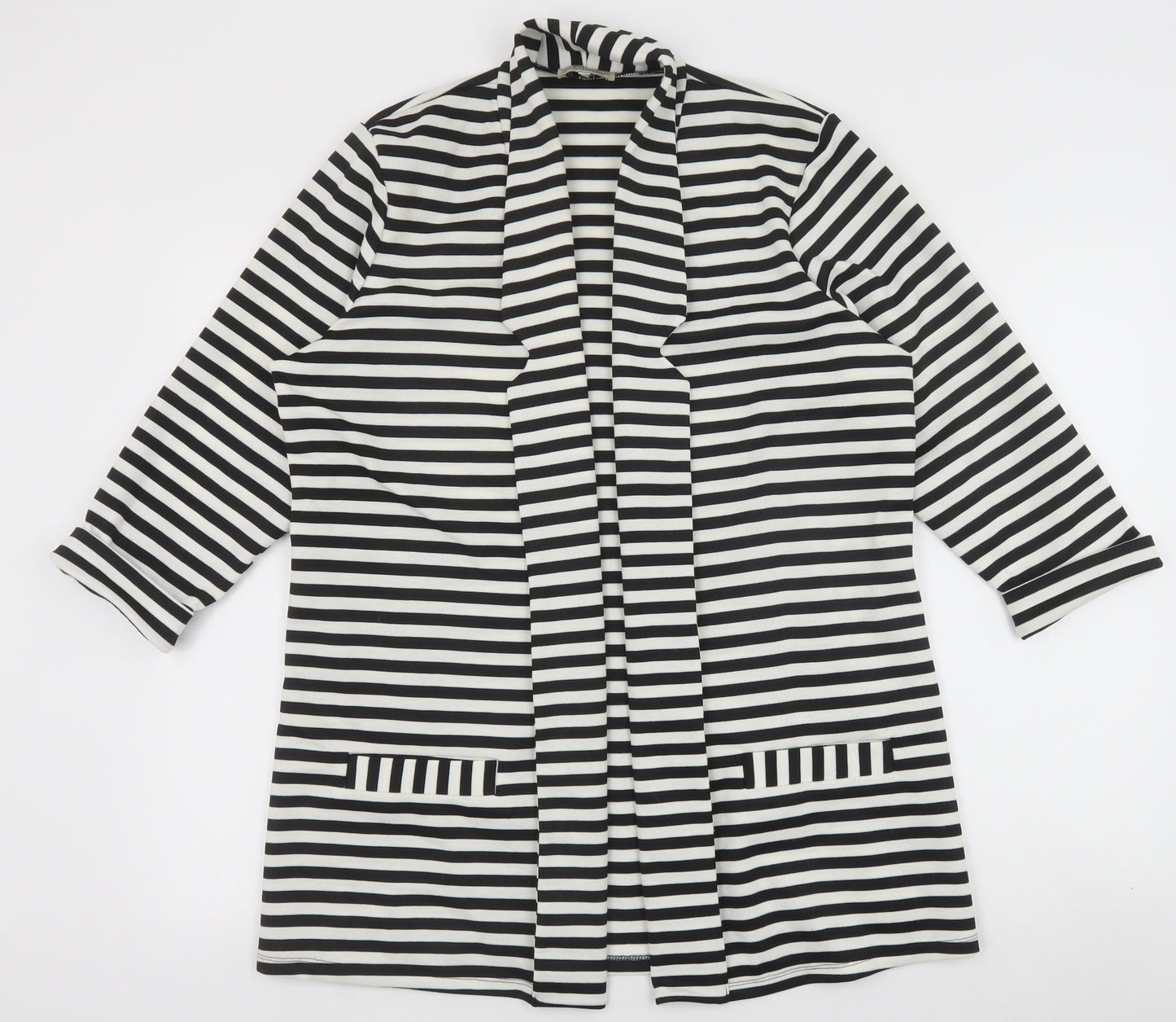 Papaya Womens Black Striped Jacket Blazer Size 14