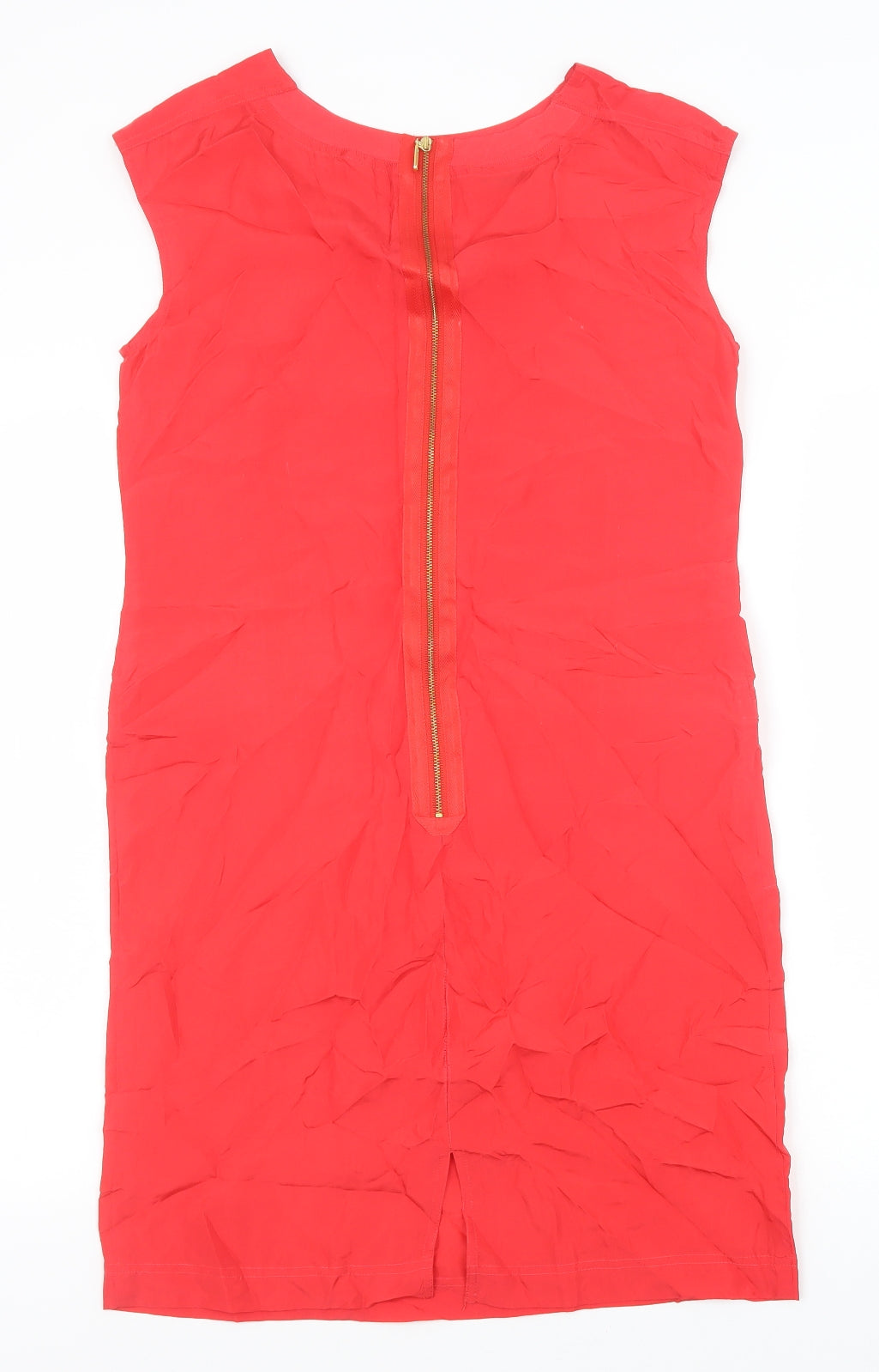 Jesire Womens Red Silk Shift Size 6 Round Neck Zip