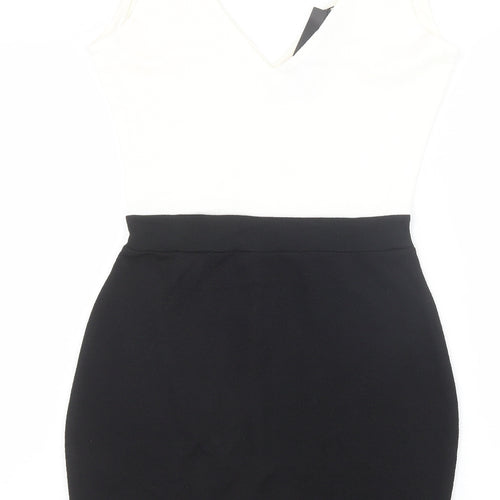 Boohoo Womens Black Polyester Pencil Dress Size 10 V-Neck Pullover