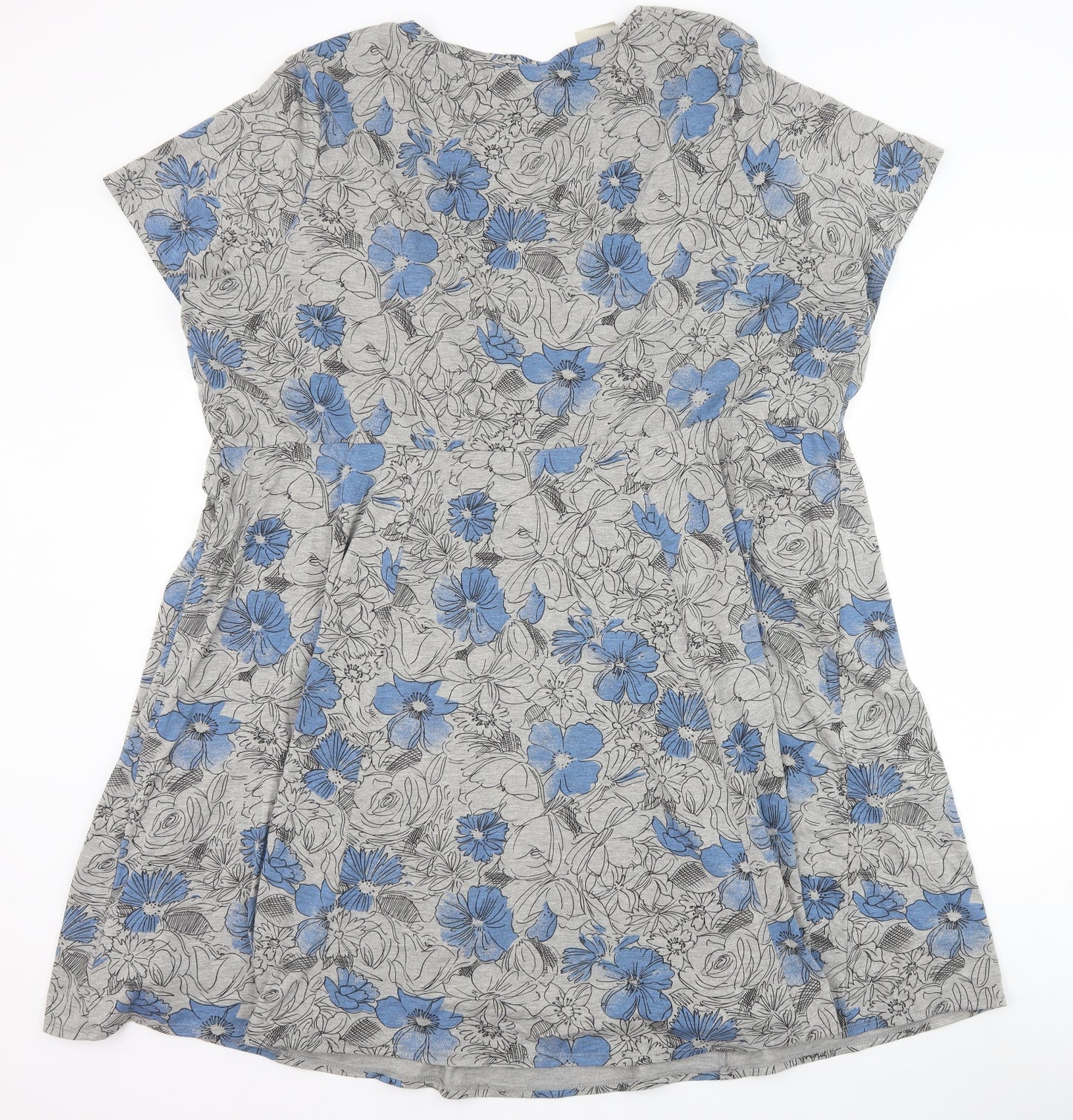George Womens Grey Floral Polyester Shift Size 30 Round Neck Pullover