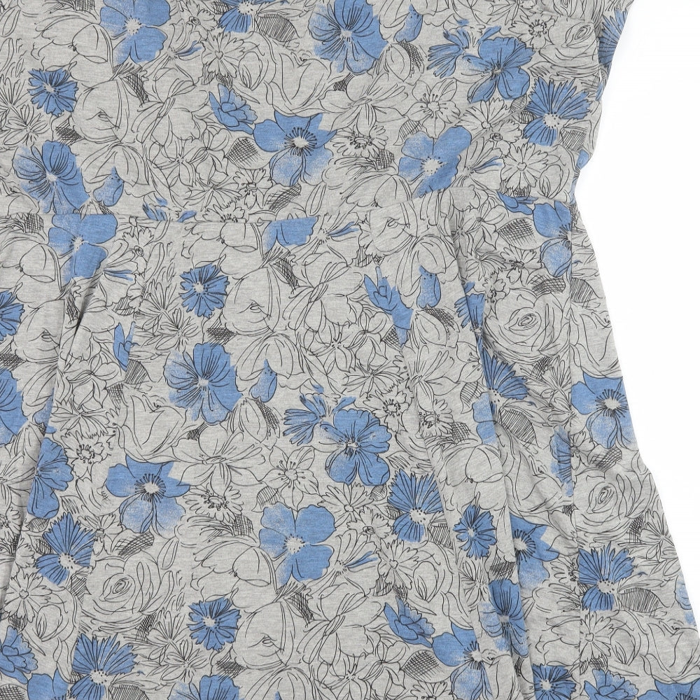 George Womens Grey Floral Polyester Shift Size 30 Round Neck Pullover