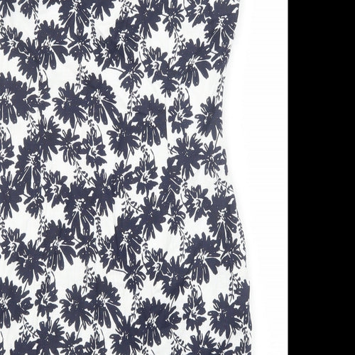 Marks and Spencer Womens Blue Geometric Polyester A-Line Size 10 Scoop Neck Zip