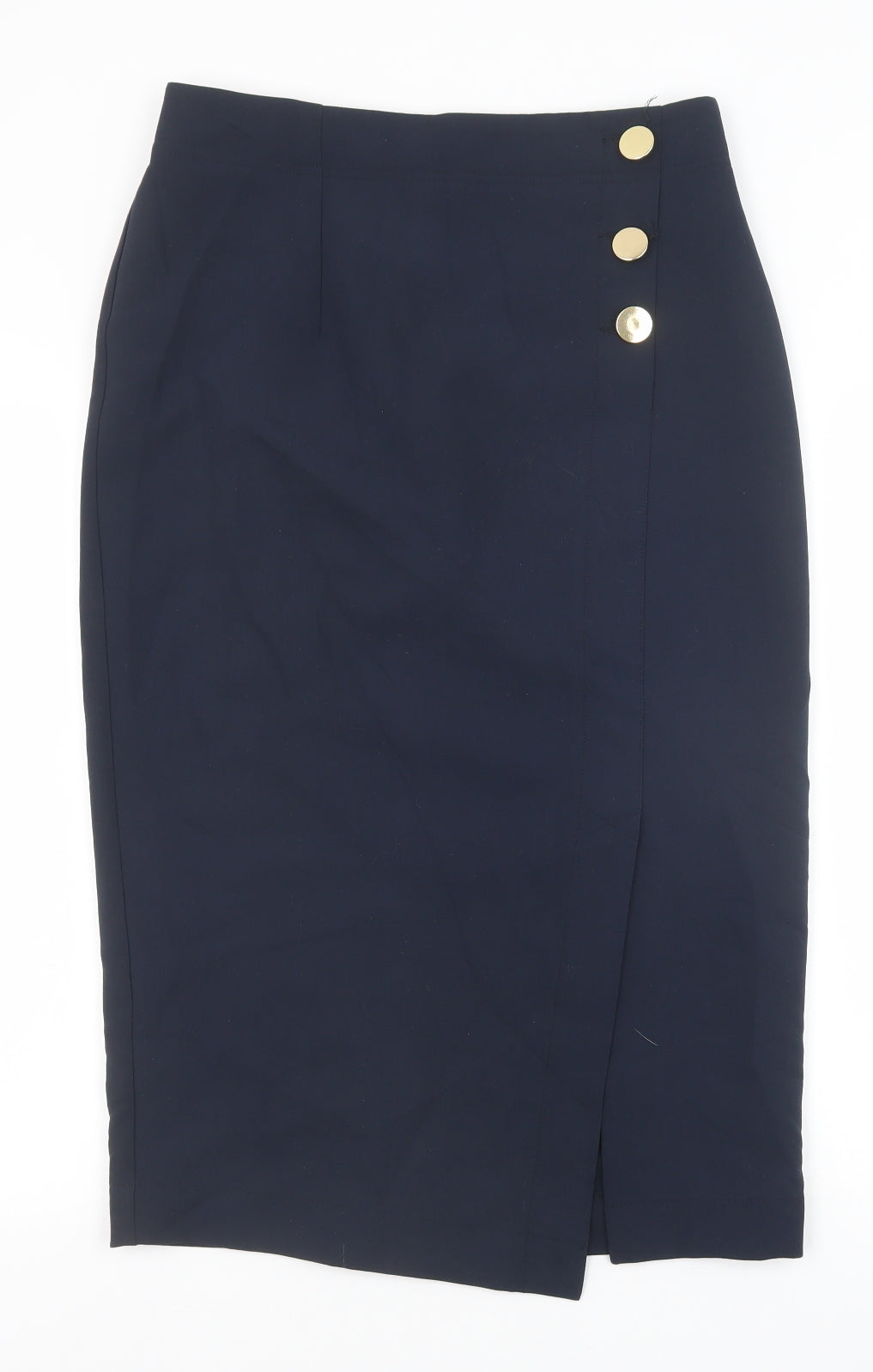 Marks and Spencer Womens Blue Polyester Straight & Pencil Skirt Size 12 Zip