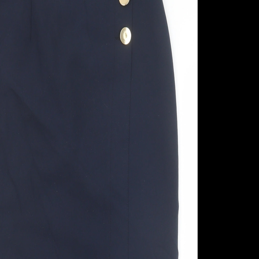 Marks and Spencer Womens Blue Polyester Straight & Pencil Skirt Size 12 Zip