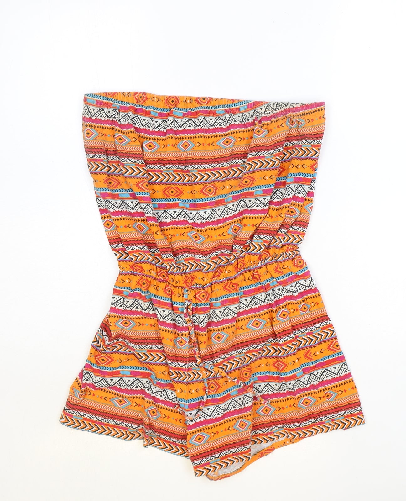 Preworn Womens Orange Geometric 100% Cotton Playsuit One-Piece Size M Pullover