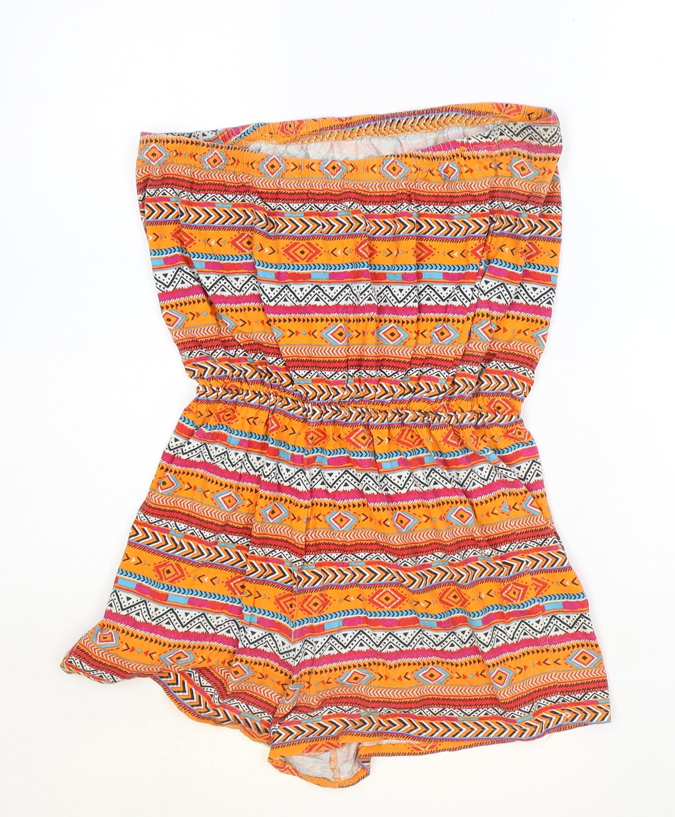 Preworn Womens Orange Geometric 100% Cotton Playsuit One-Piece Size M Pullover