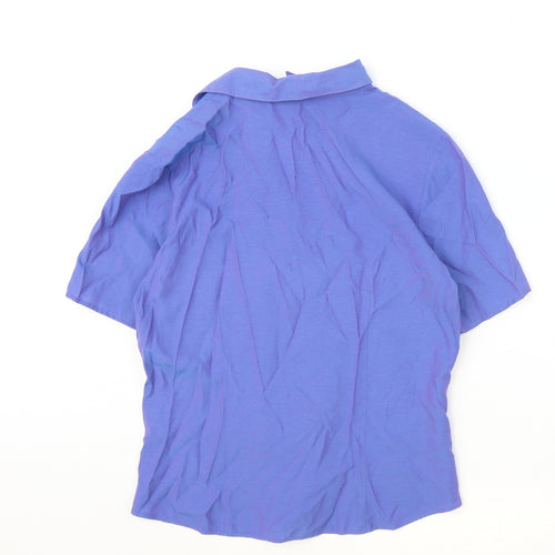 AMARANTO Womens Blue Viscose Basic Button-Up Size 14 Collared