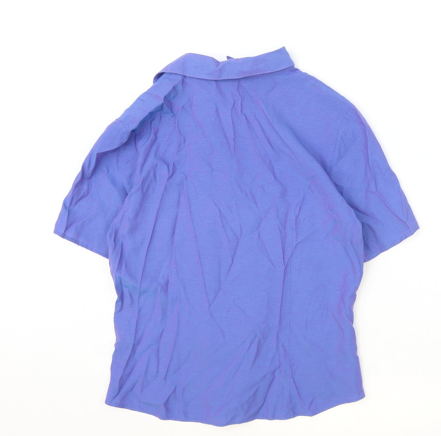 AMARANTO Womens Blue Viscose Basic Button-Up Size 14 Collared