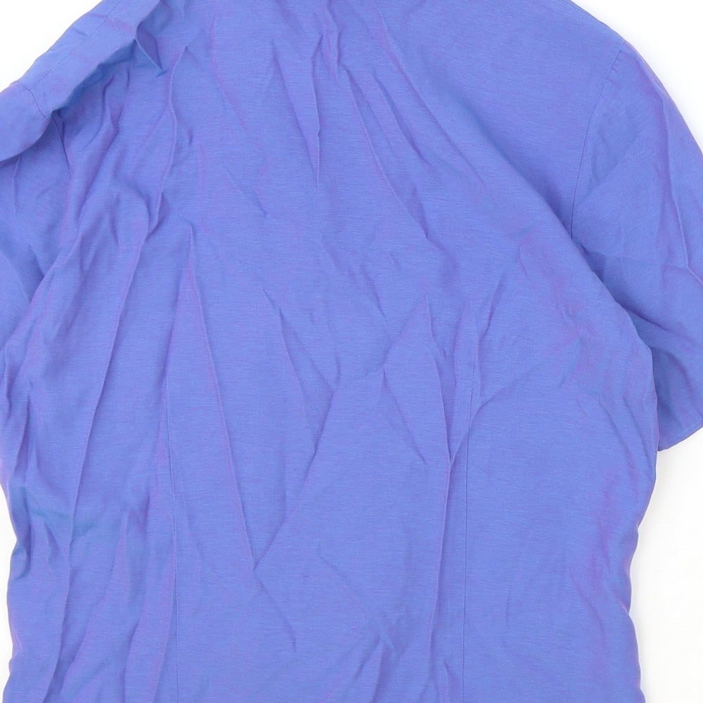 AMARANTO Womens Blue Viscose Basic Button-Up Size 14 Collared