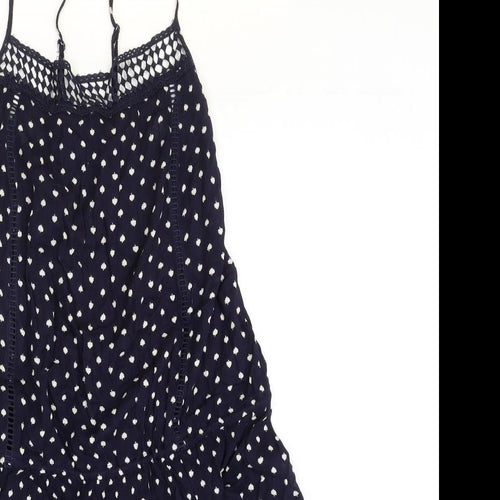 NEXT Womens Blue Polka Dot Viscose A-Line Size 14 Scoop Neck Pullover